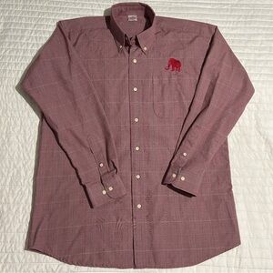 Alabama Crimson Tide Mens Shirt Medium Red Plaid Roll Tide Long Sleeve Button-up